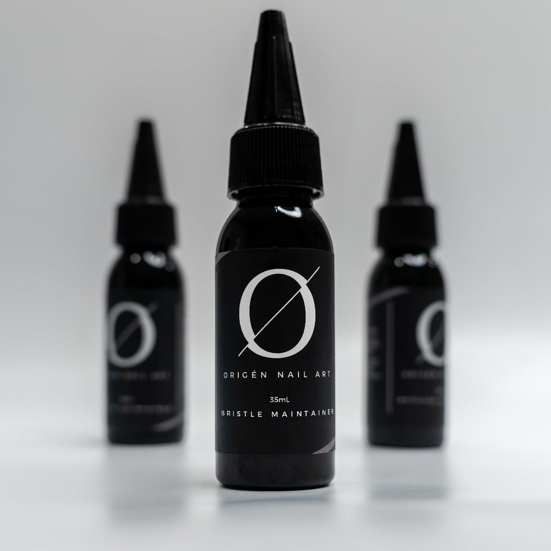 Three black bottles with a brand logo on a gray background